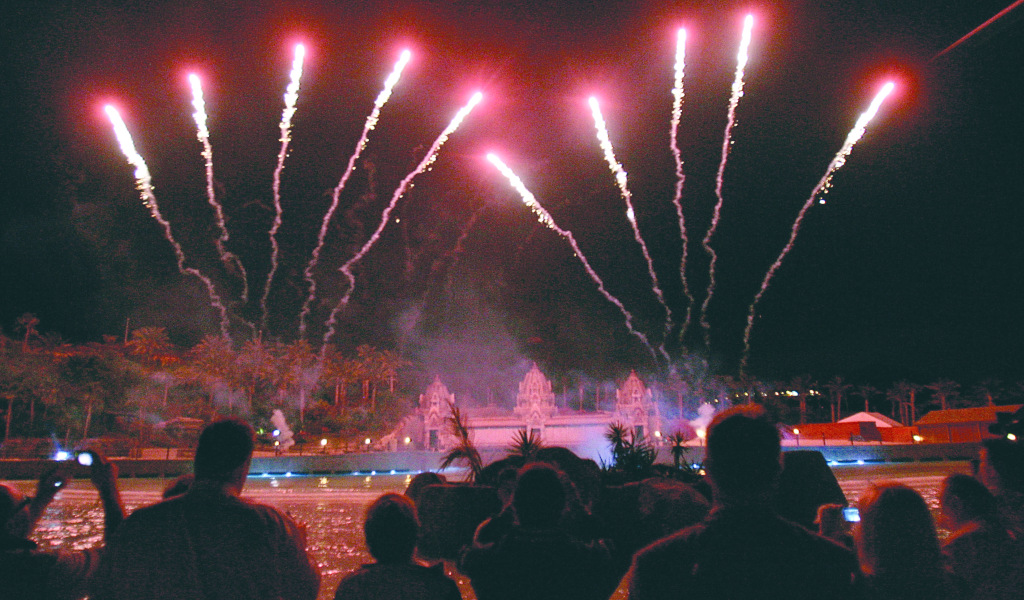 Fireworks shining in the night sky at an event in Tenerife.