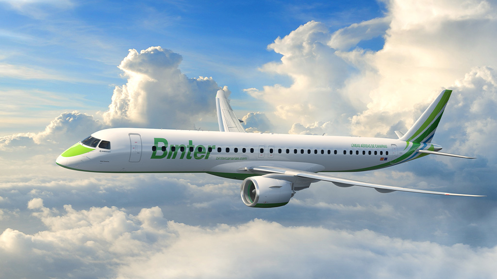 Binter plane flying over the clouds en route to Tenerife.