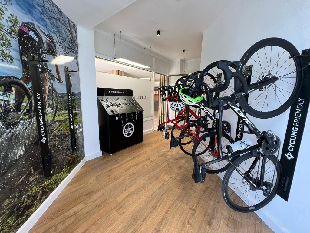 Bicycle storage area at a Tenerife hotel with Cycling Friendly facilities.