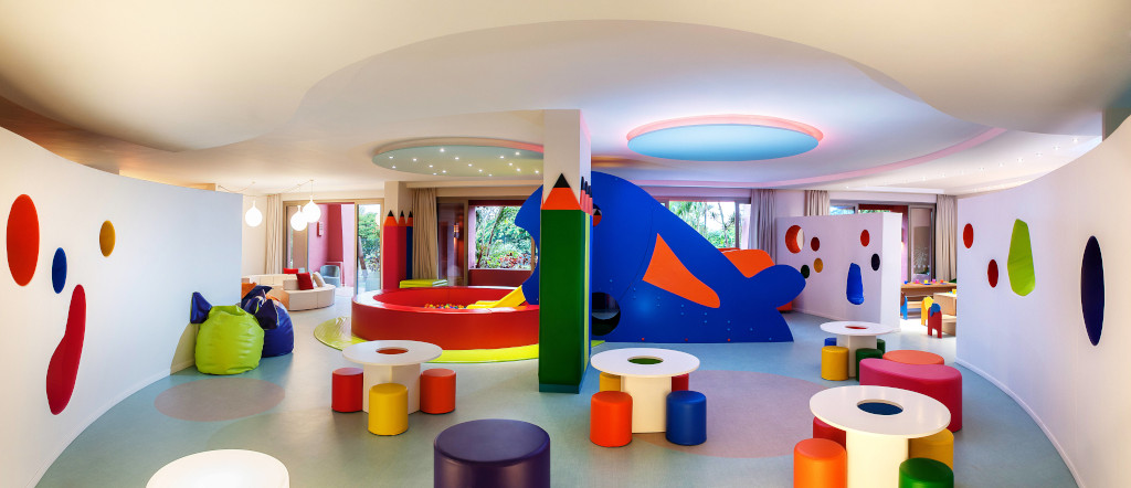 Children's playroom with colorful furniture and wall decorations in Tenerife.