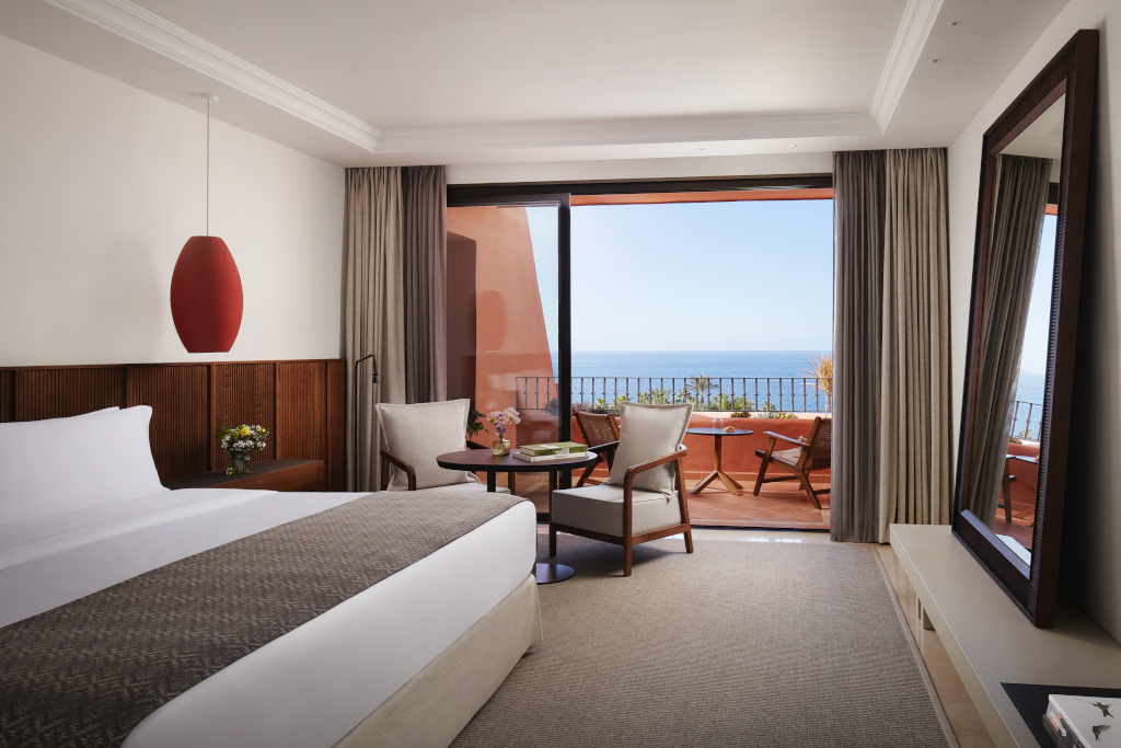 Hotel room with ocean view and balcony in Tenerife.