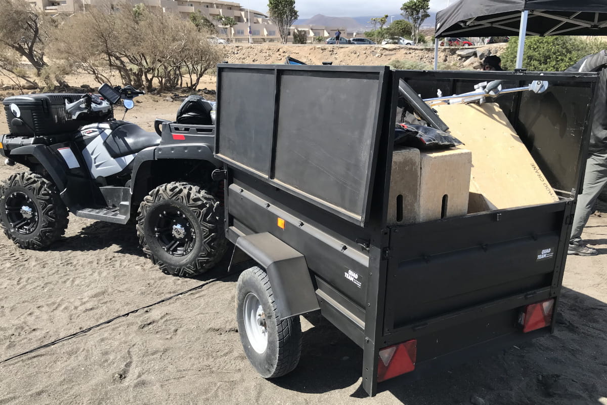 Quad with trailer on sandy terrain in Tenerife.
