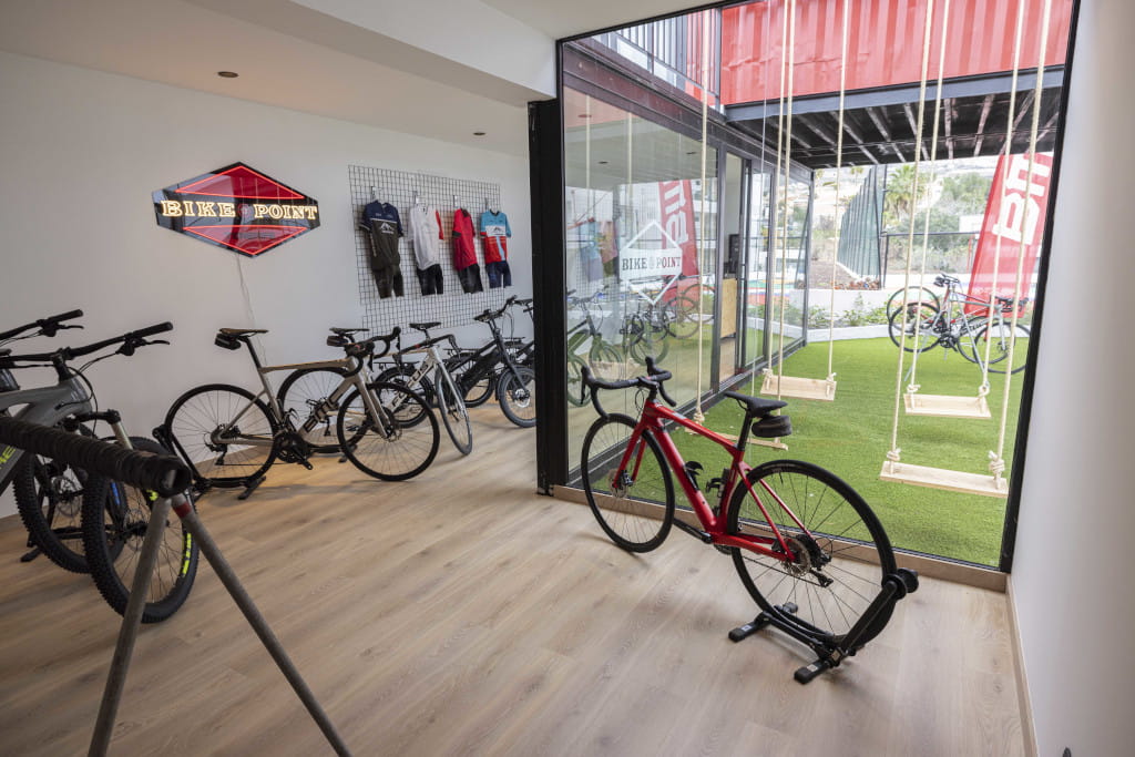 Bike Point bike shop in Tenerife with various models on display.