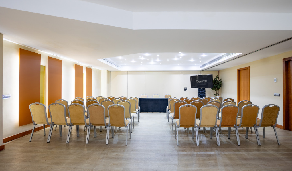 Conference room with chairs arranged in rows in a hotel in Tenerife.