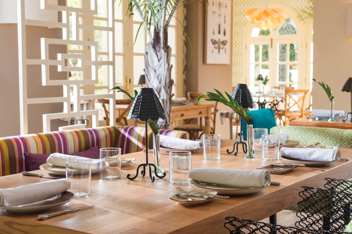 Dining table with glasses and cutlery in a restaurant in Tenerife.