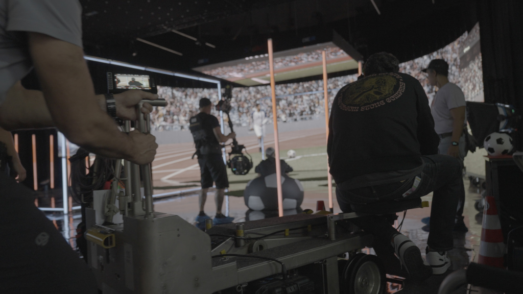Film crew on a sports set in Tenerife.