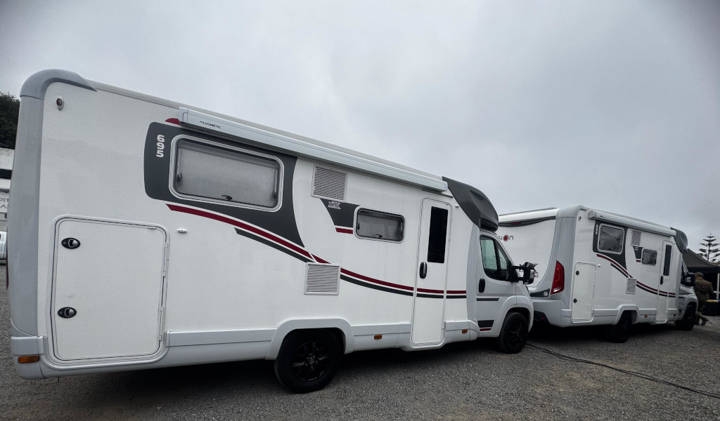 Caravans parked in an area of Tenerife.