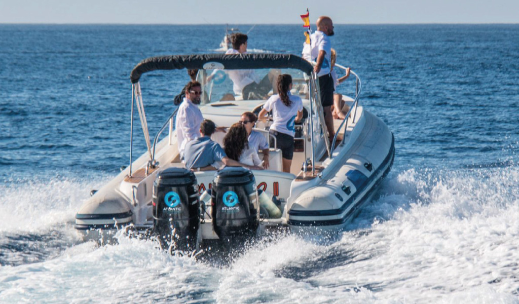 People boating in the sea near Tenerife.