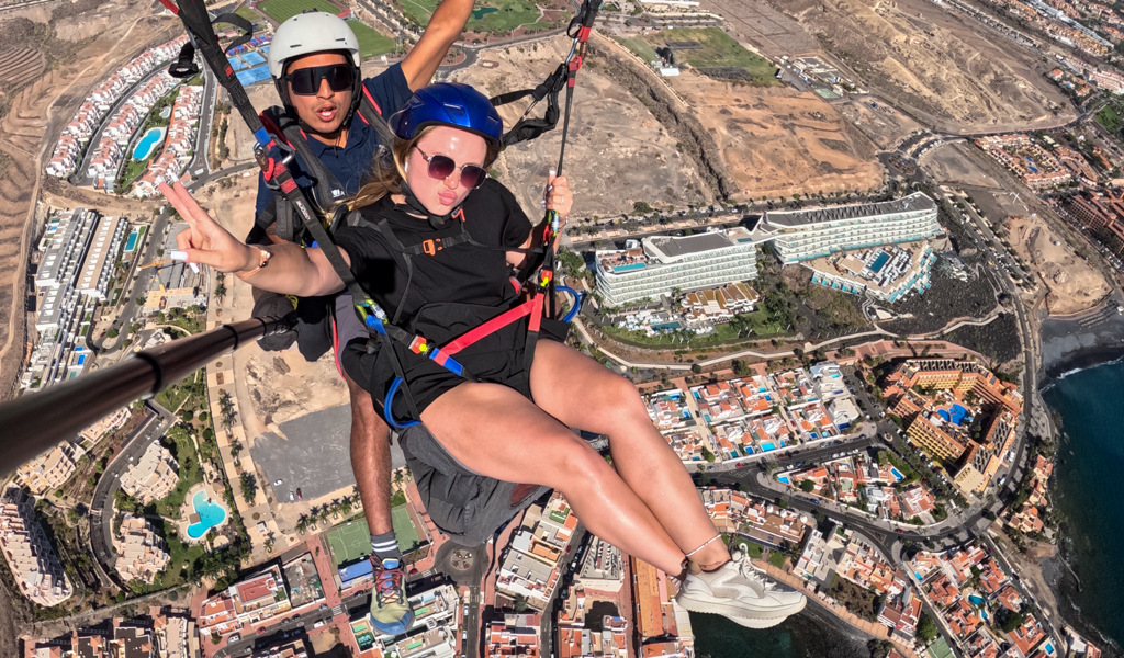 Paragliding over Costa Adeje in Tenerife.