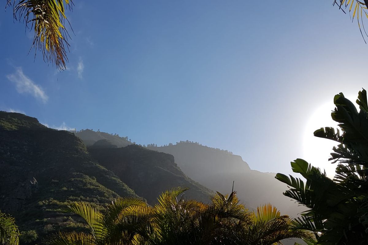 Mountains illuminated by the sun at sunrise in Tenerife.