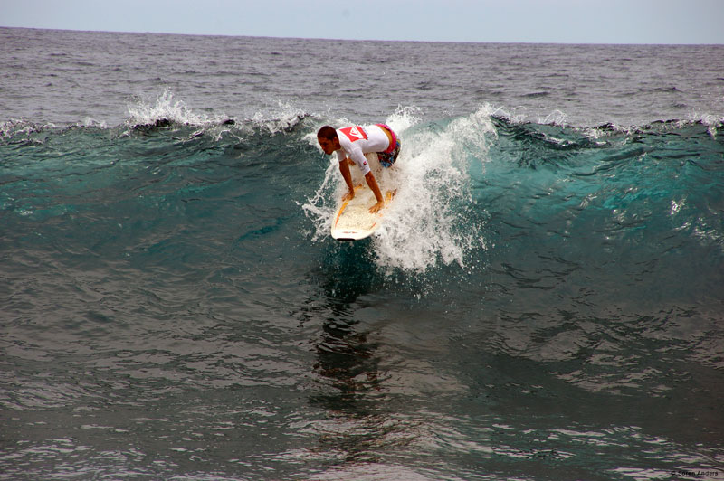 Surfer riding a wave in Tenerife.