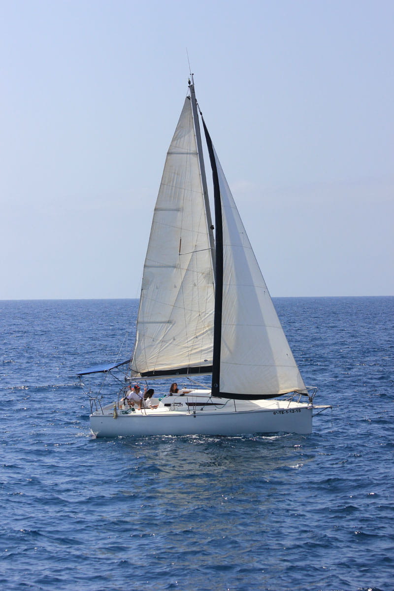Sailboat sailing on the sea near Tenerife.
