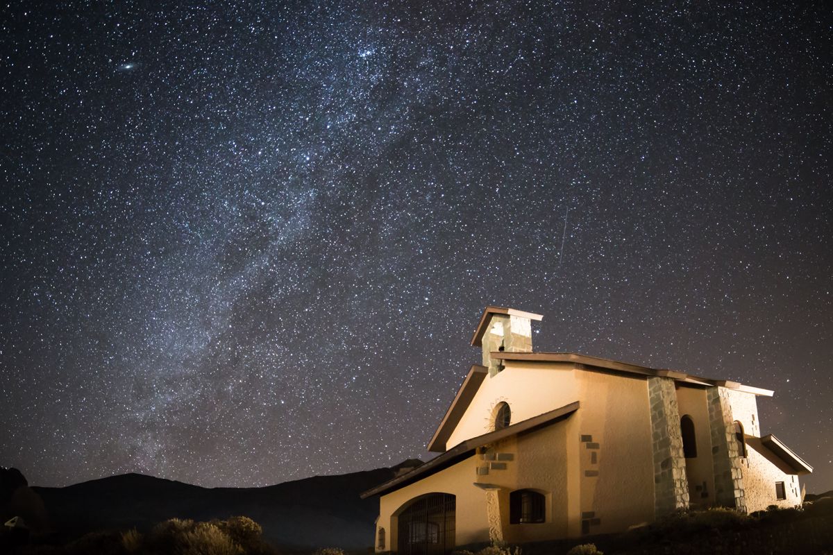 Starry sky over a house in Tenerife.