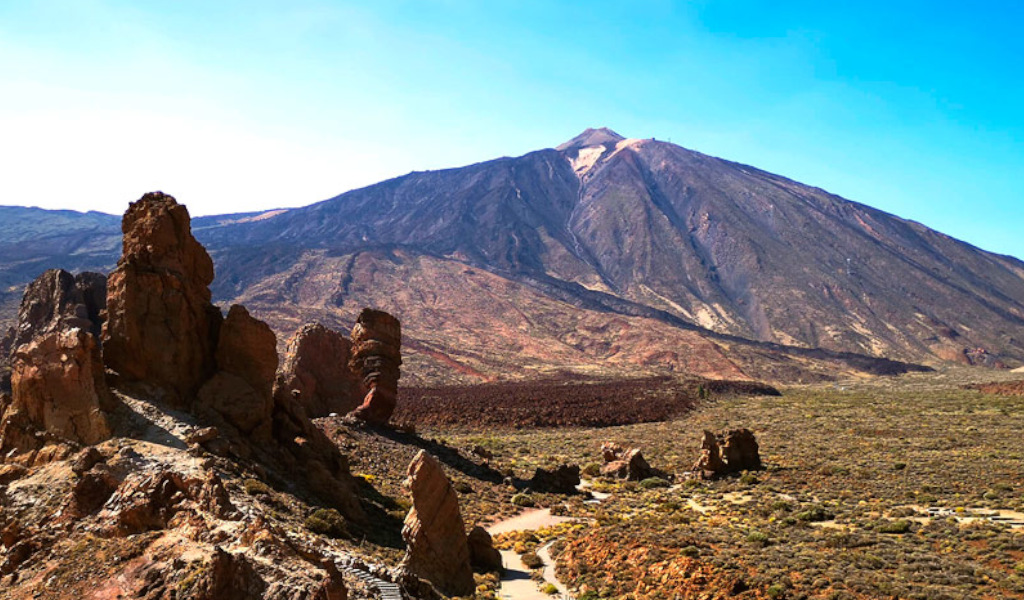 Teide Mountain and rock formations in Teide National Park, Tenerife.