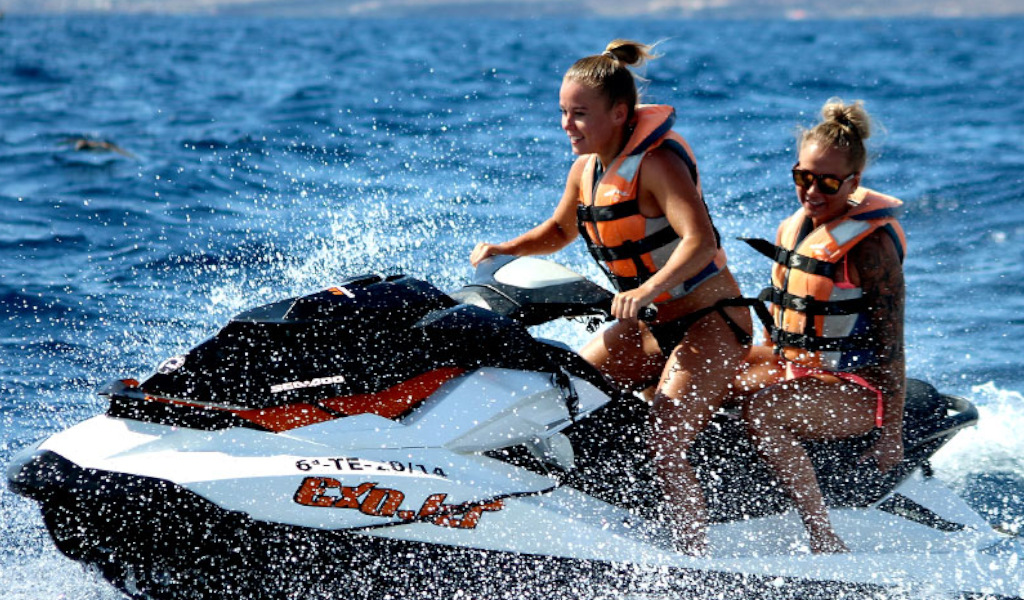 People on jet ski at sea near Tenerife.