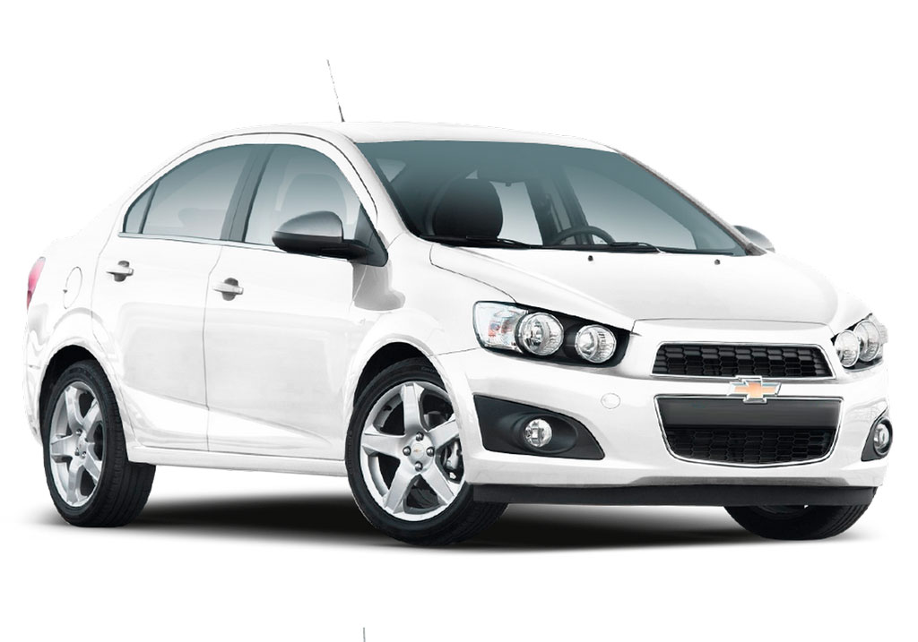 White Chevrolet Aveo parked, relevant for car rental in Tenerife.