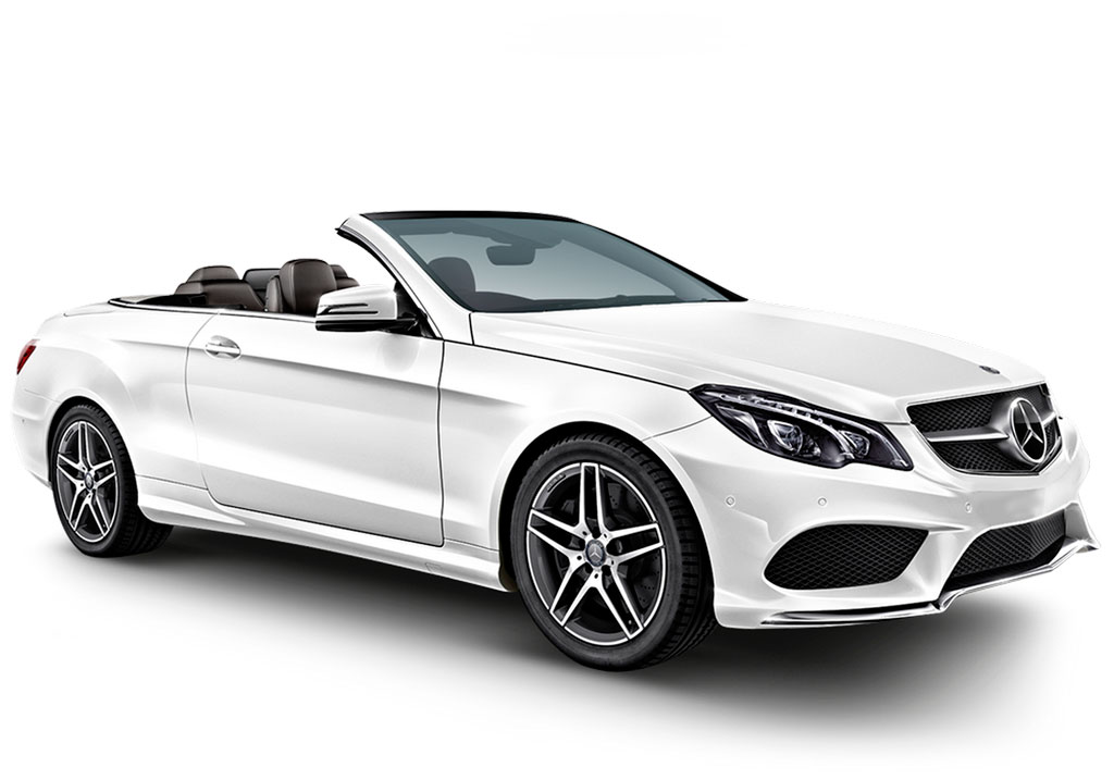 White convertible profile car, Mercedes-Benz model in Tenerife.