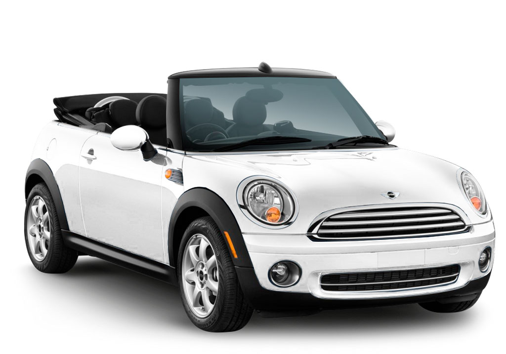 Parked white mini convertible, Tenerife.