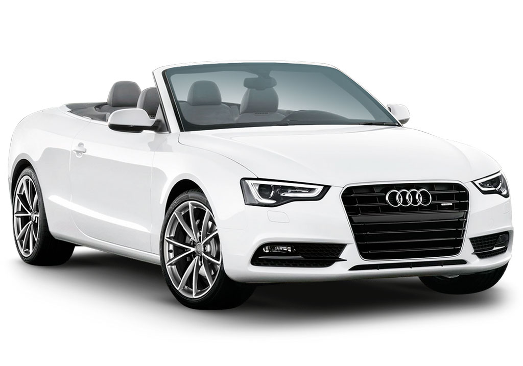 Audi white convertible car.