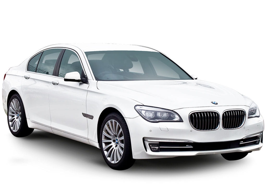 White BMW sedan car parked in Tenerife.