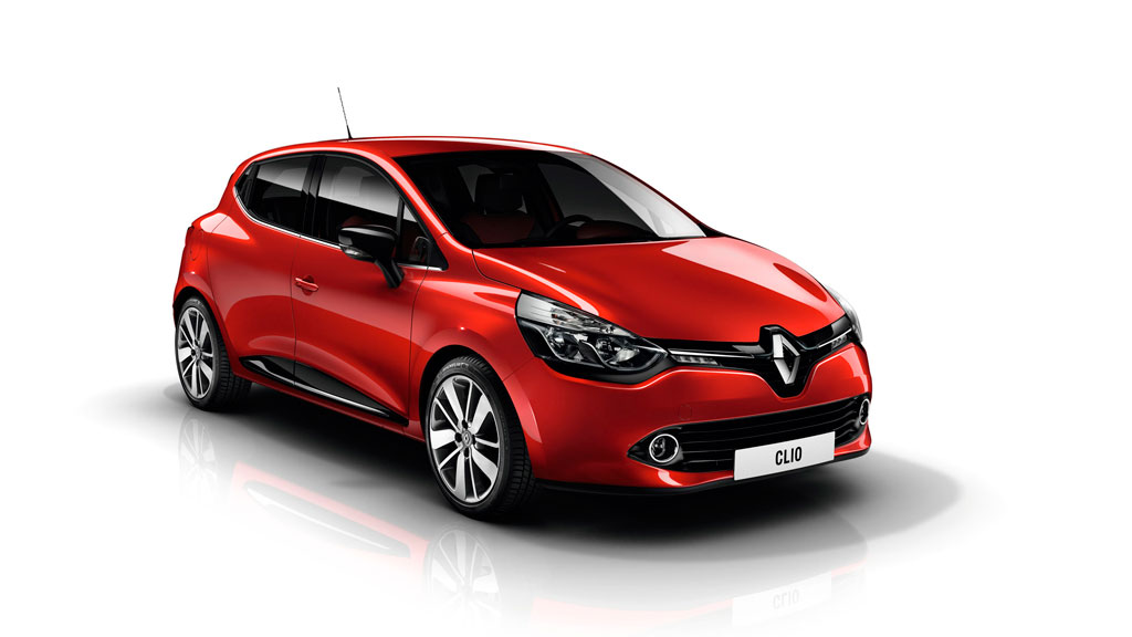 Red Renault Clio car seen from the front, Tenerife.