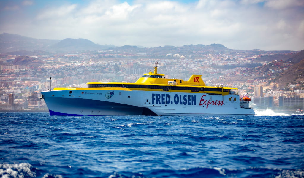 Fred Olsen's Bajamar Express ferry sailing off the coast of Tenerife.