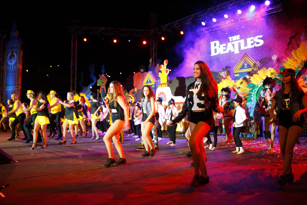 Group of dancers at a Beatles themed show in Tenerife.
