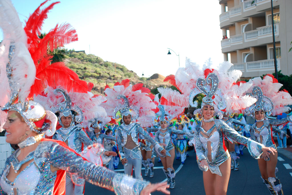 Costumed dancers at the carnival of Santa Cruz de Tenerife.