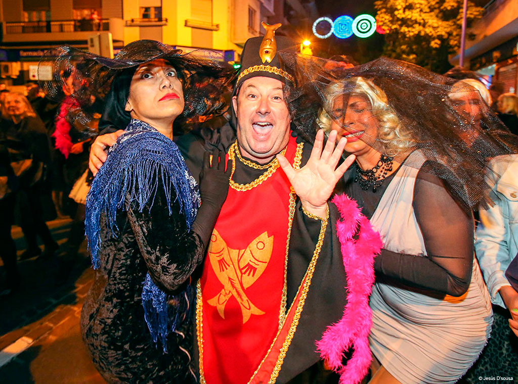 People in costumes celebrate Carnival in Santa Cruz de Tenerife.