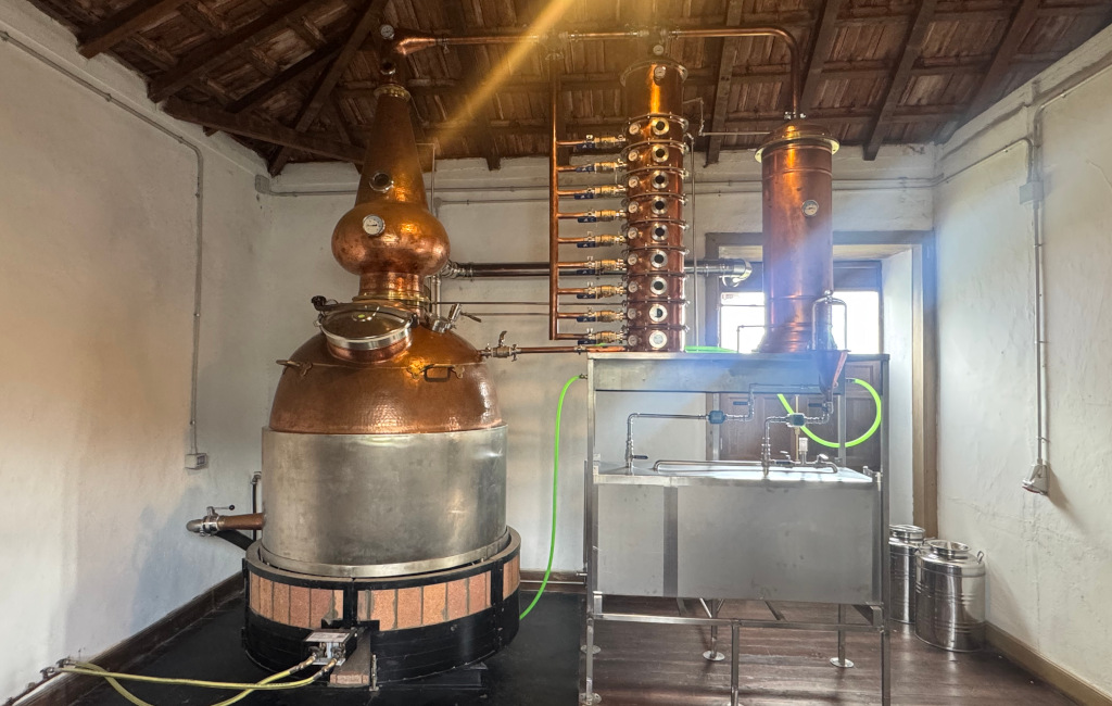 Copper still in a traditional distillery in Tenerife.