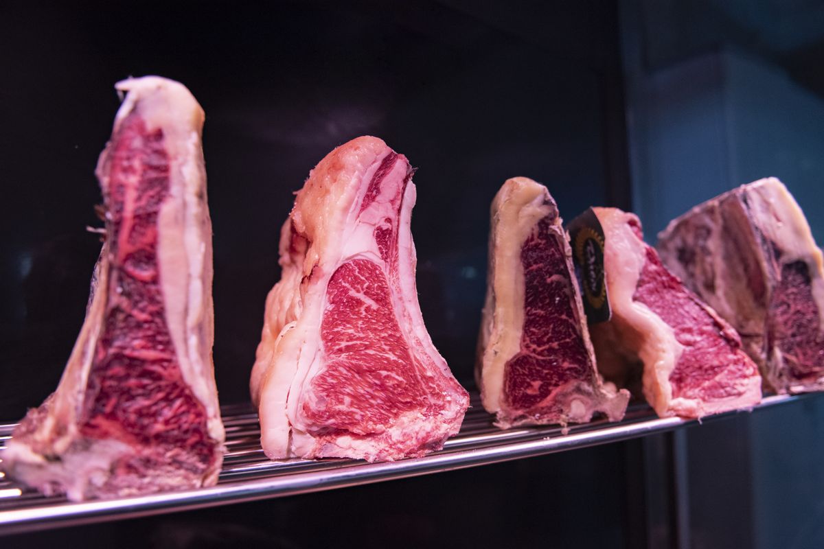 Cuts of meat on a shelf in El Sauzal, Tenerife.