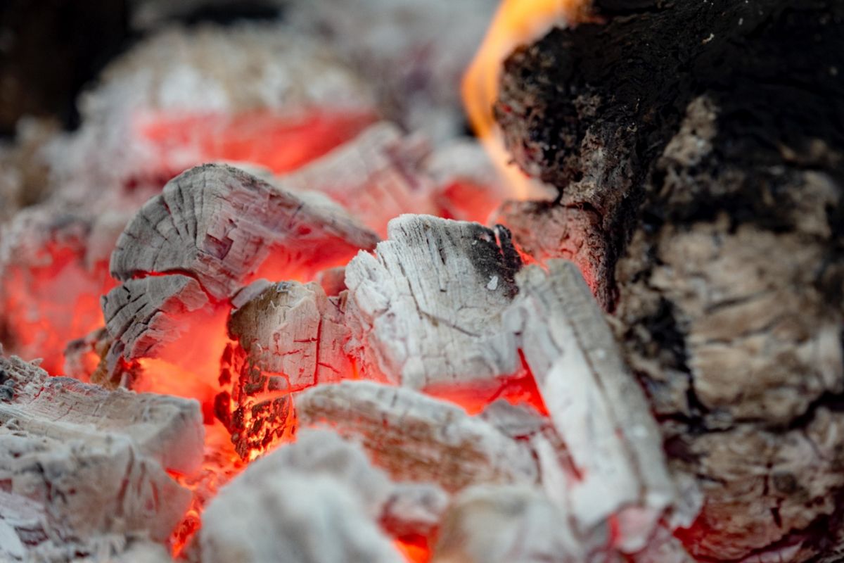 Incandescent embers of bright coal in Santa Cruz de Tenerife.