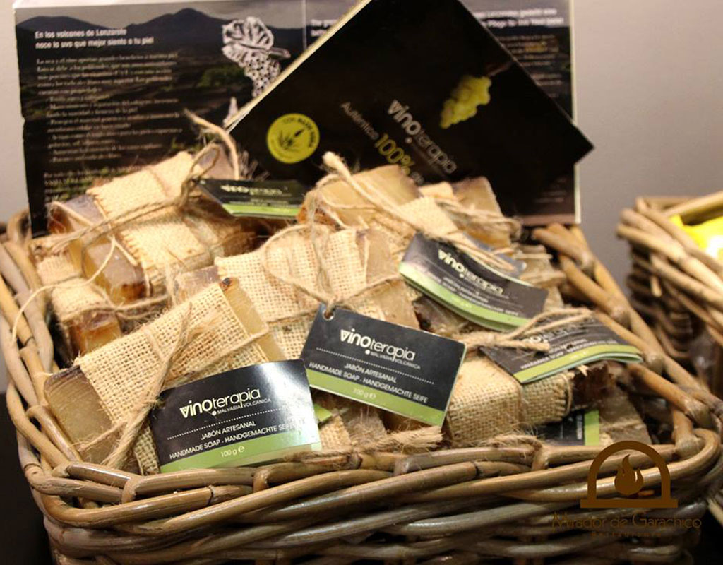 Baskets with artisanal wine therapy soaps in Garachico, Tenerife.