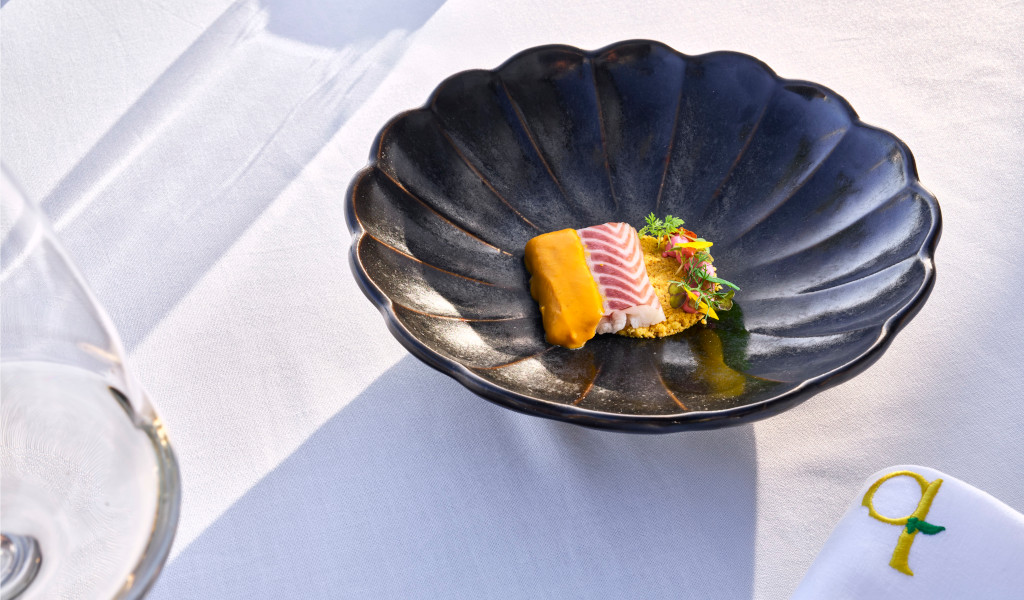 Fish dish with garnish in a restaurant in Tenerife.