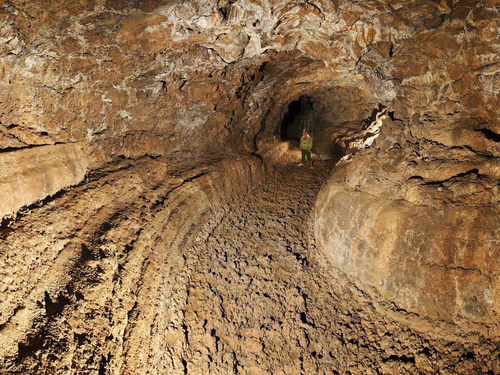 Lava tunnel in Teide National Park, Tenerife.