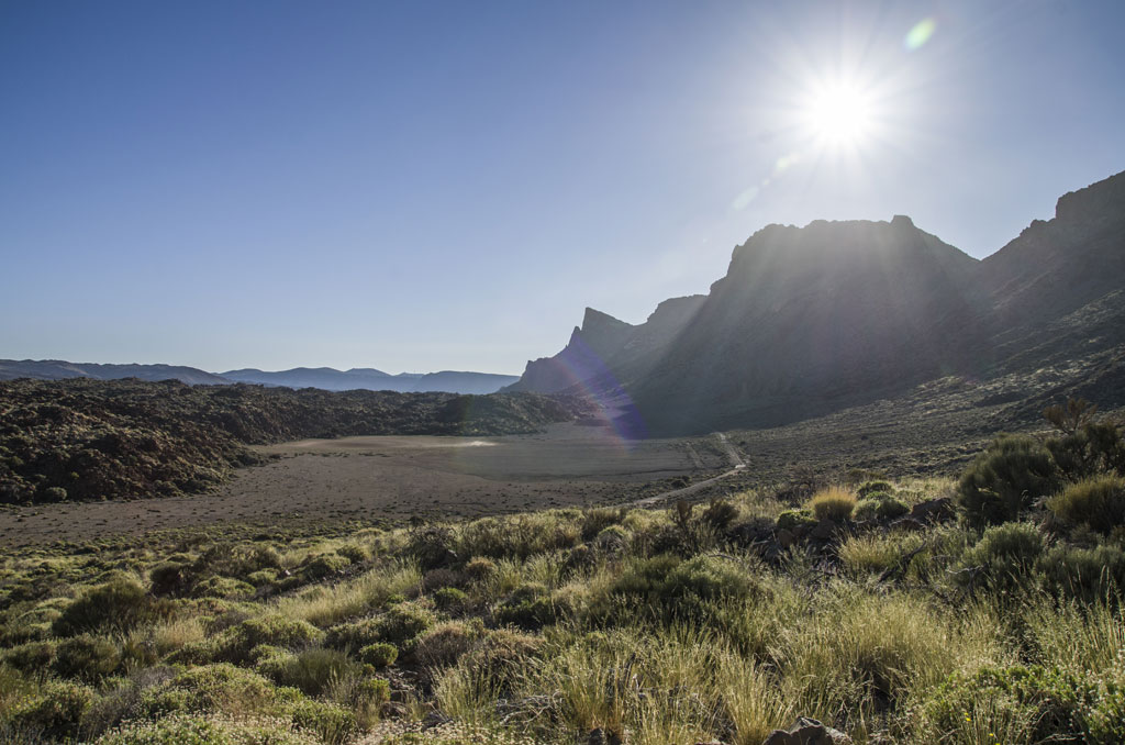 Sunny landscape of Teide National Park, Tenerife.