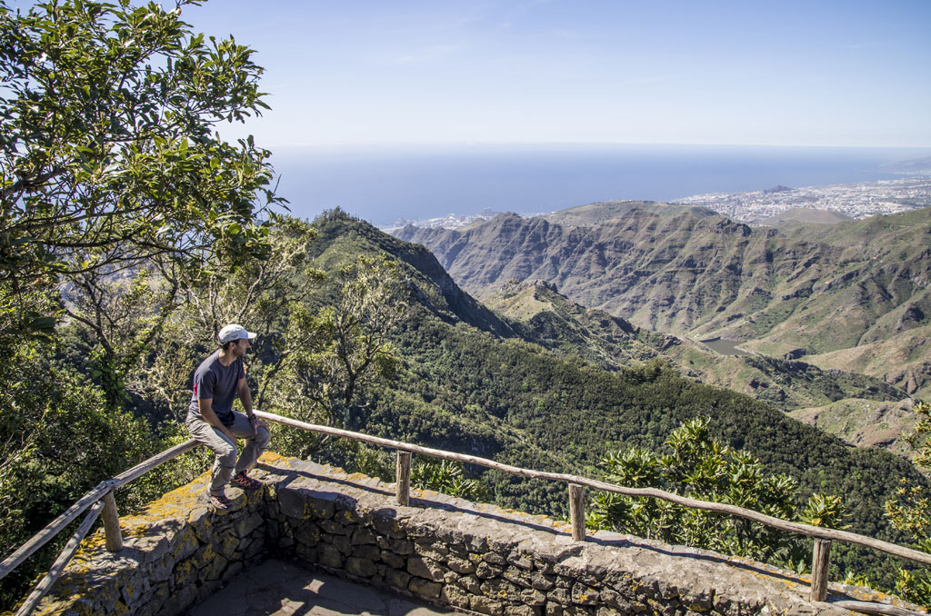 Person sitting with panoramic view of Anaga, Tenerife.