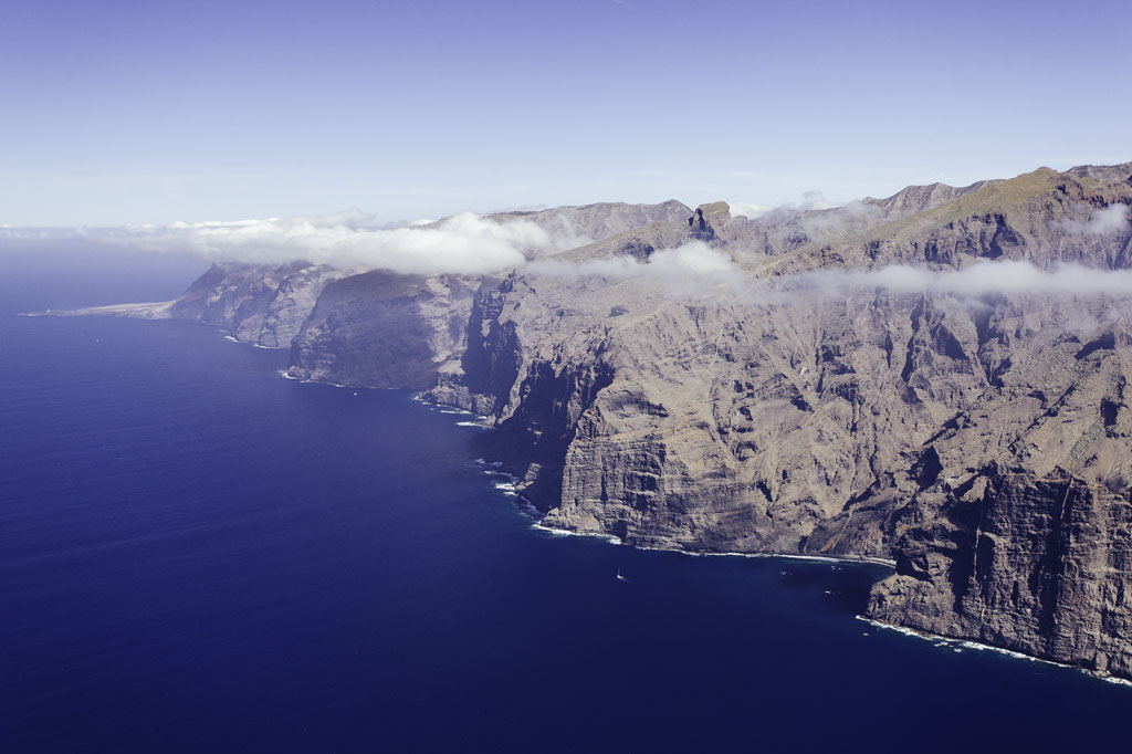 Los Gigantes cliffs in Tenerife next to the Atlantic Ocean.