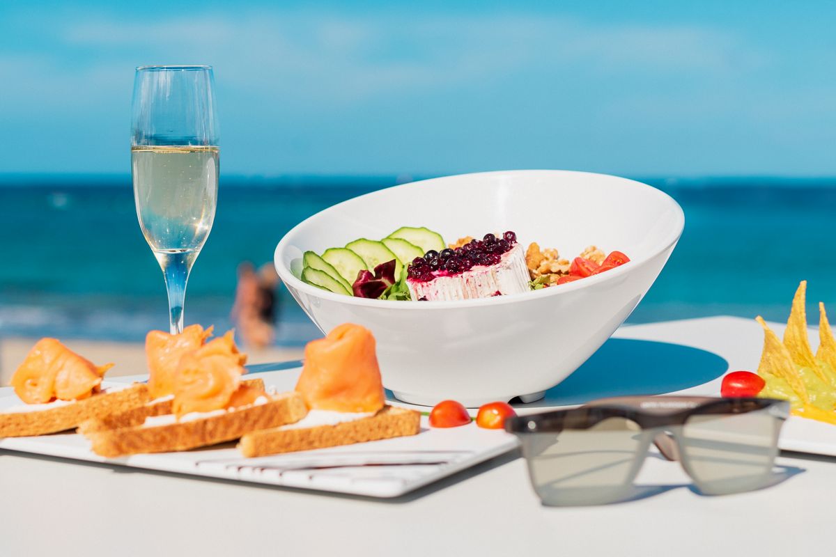 Salad and sandwiches by the sea in Tenerife.