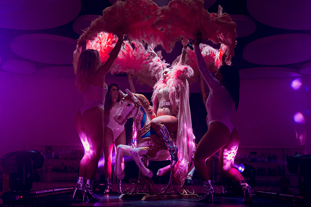 People at a cabaret show in a nightclub in Tenerife.
