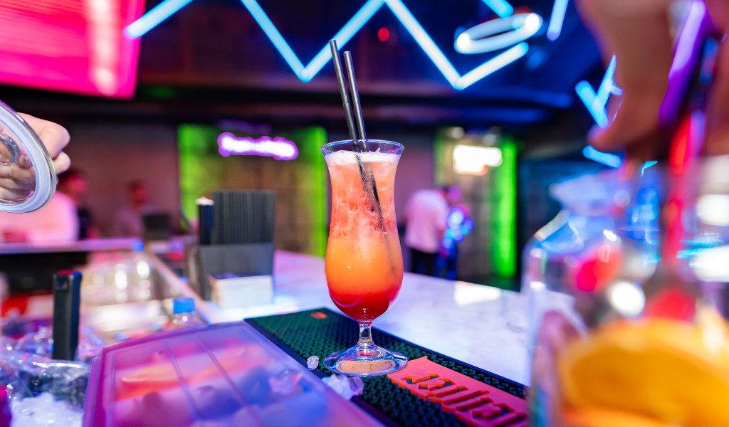 Cocktail served in a modern bar in Tenerife.