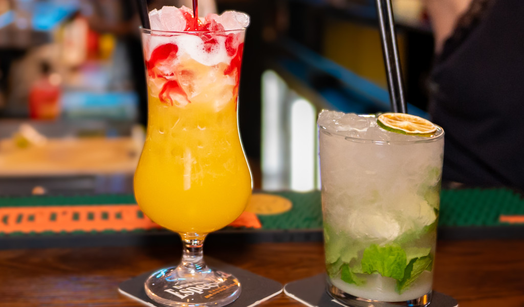 Colourful cocktails served in a bar in Santa Cruz de Tenerife.