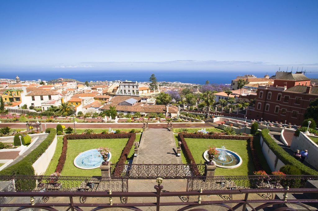 Gardens and sea views in La Orotava, Tenerife.