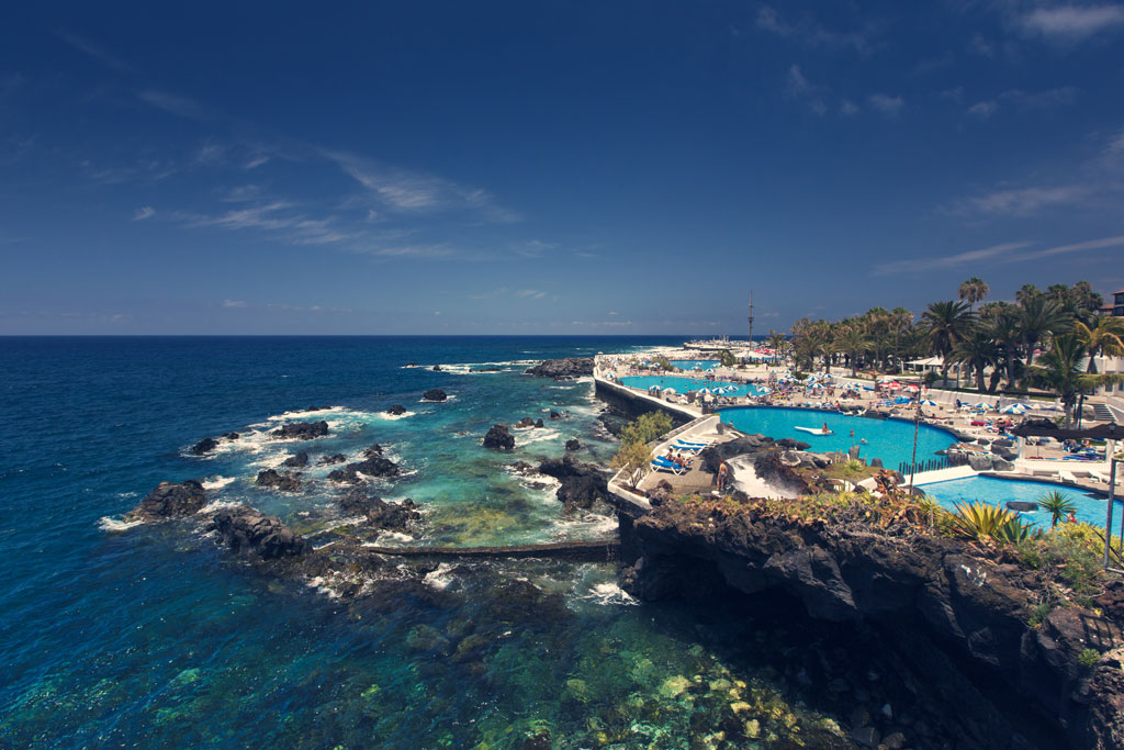 Pool and rocky coast complex in Puerto de la Cruz, Tenerife.