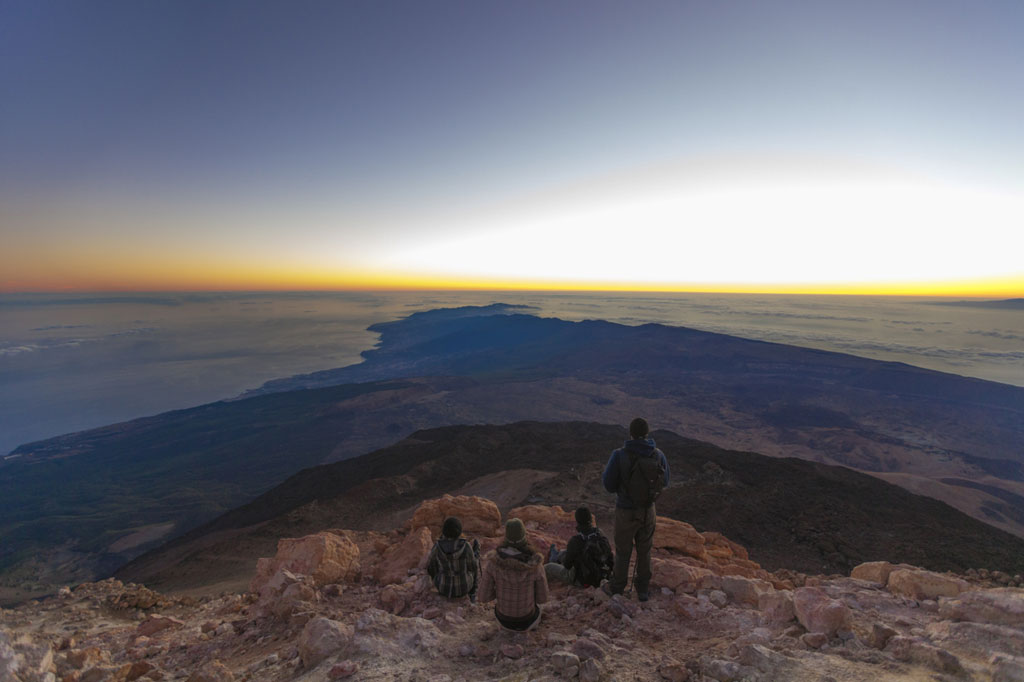People watching the sunrise from Mount Teide, Tenerife.