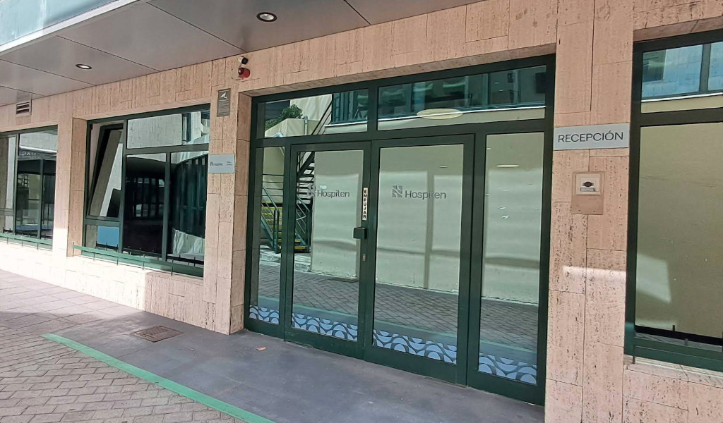 Entrance of Hospiten, with Reception sign, in Santa Cruz de Tenerife.
