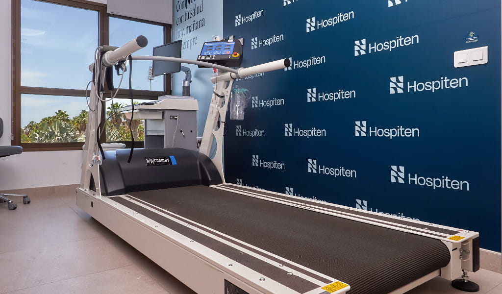 Treadmill in a room at the Hospiten center in Tenerife.
