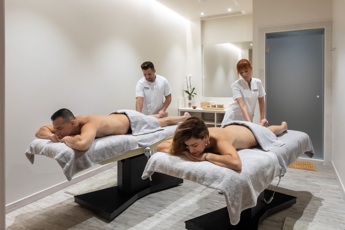 People receiving massage in a spa in Tenerife.