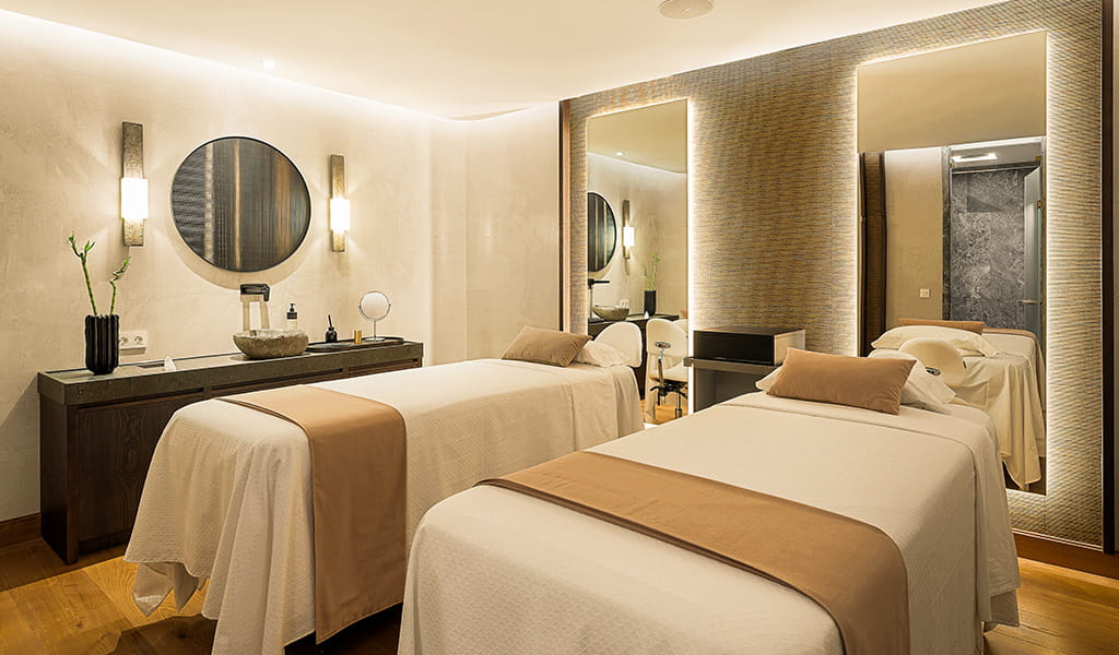 Two stretchers in a massage room at a spa in Tenerife.