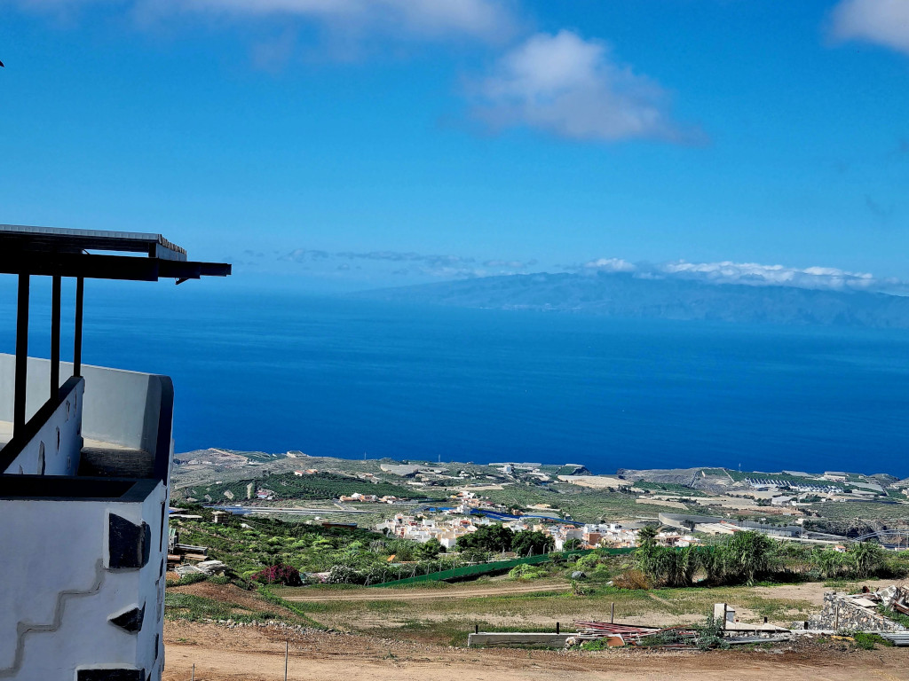 Coastal landscape with sea view and fields in Tenerife.